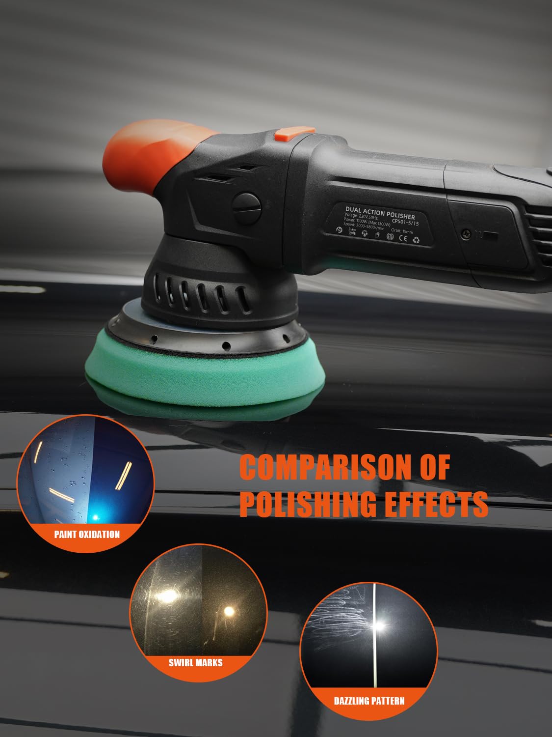 SPTA Polierpads, 5 Stück 150 mm Exzenter-Polierpads und 1 Stück Mikrofaser-Polierpads, Schaumstoff-Polierpad zum Compounding, Polieren und Wachsen, für 150 mm Trägerplatte Autopolierer