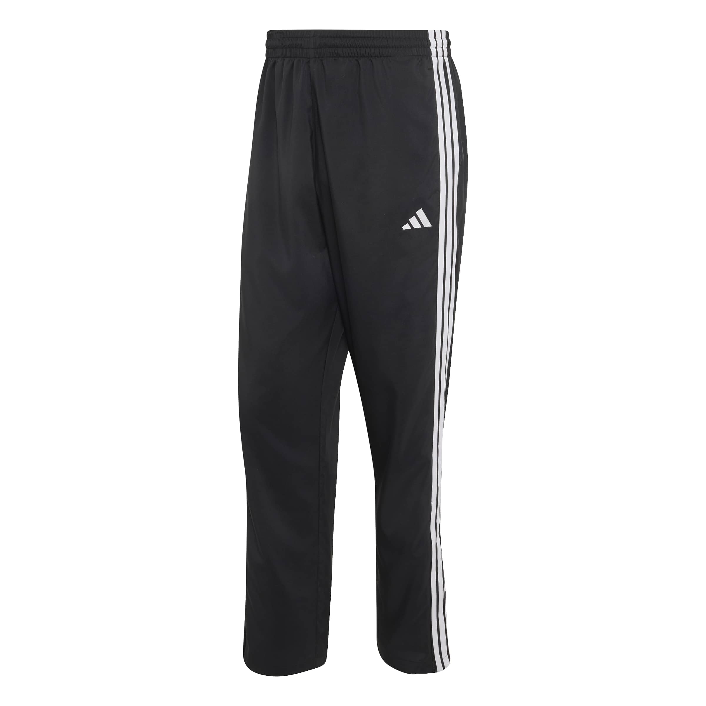 adidas Men's Essentials 3-Stripes Stanford Lite Woven Tapered Open Hem Pants, Black/White, S