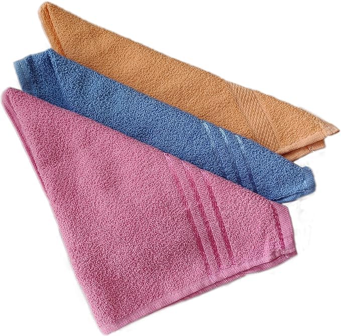 KetsicartKetsicart Ultrasoft & Absorbent 100% Cotton Plain Hand Towels - Small Hand Napkin Set for Face Gym Spa- Pack of 3,Multicolor