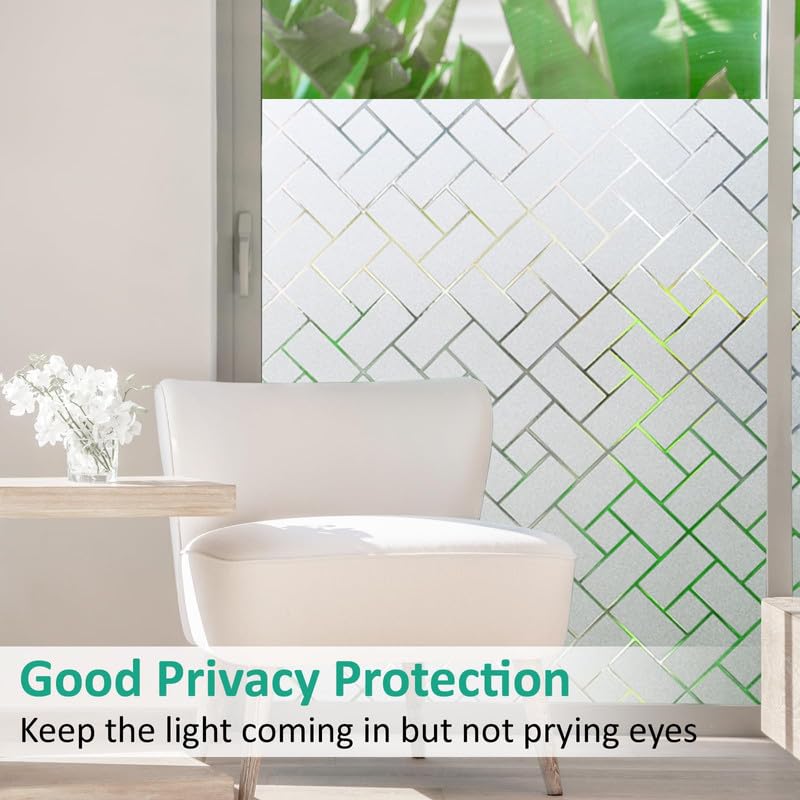 Image of WOO Home Frosted Glass Window Film & Stickers (24 X 72 INCH) Privacy Window Cover for Home & Office - Easy Apply, UV Protection, Removable Decorative Film (Frosted Bamboo Film | 2 X 6 SQFT)
