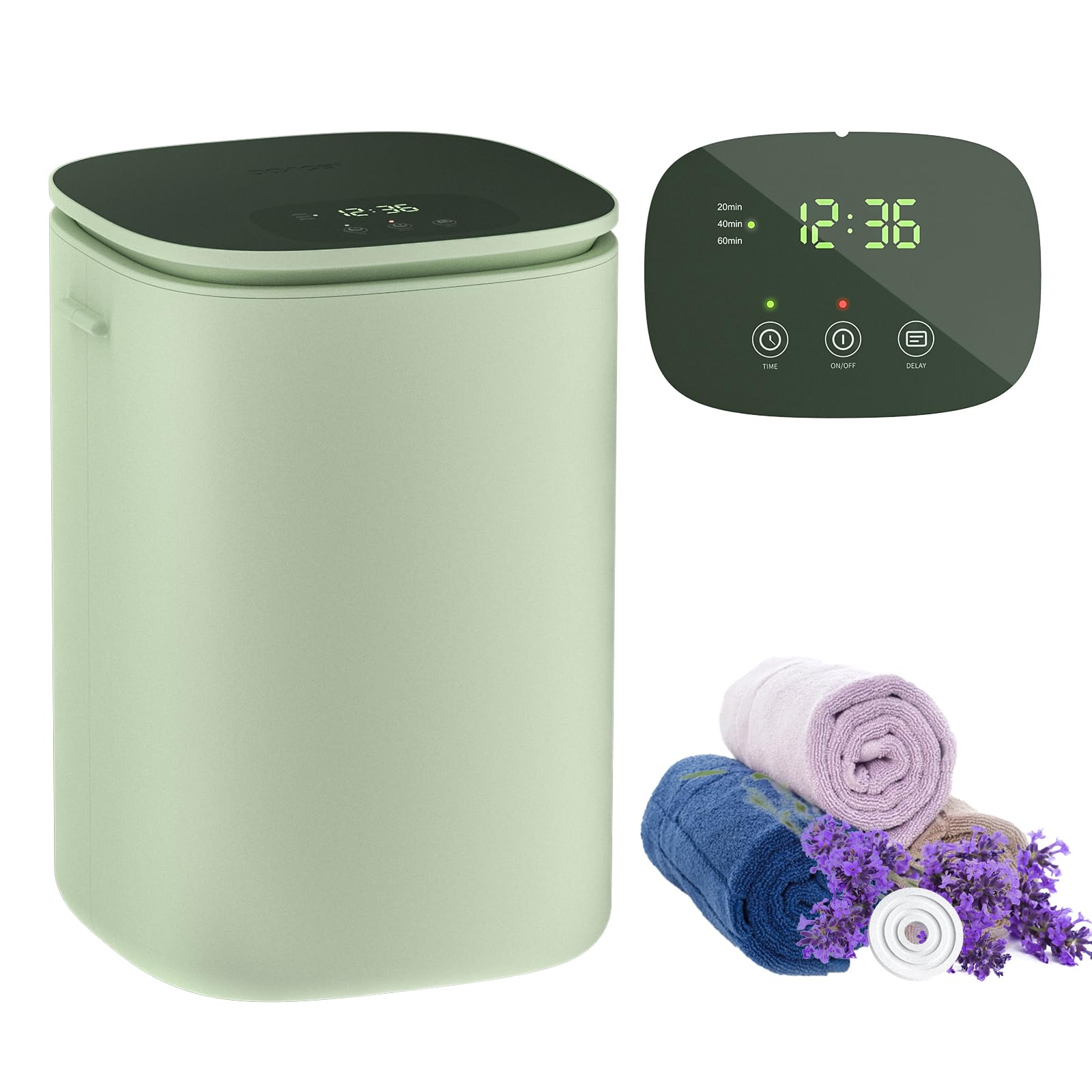 DOACE Towel Warmer Bucket, 26L Large Hot Towel Warmer with LED Display, Heat Timer 20/40/ 60 Min, Up to 24 Hour Delay Timer, Fits Up to Two Oversized Towels,White, Green