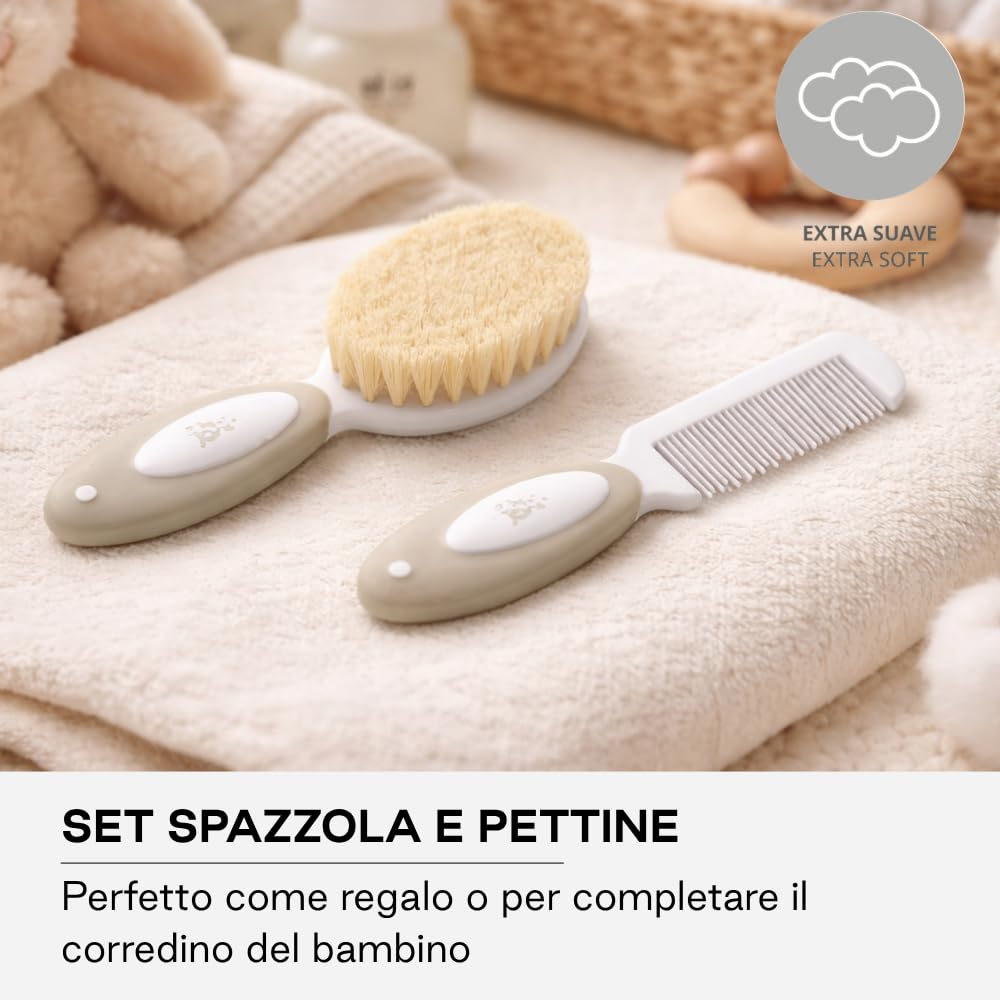 Jané Set Spazzola e Pettine Neonato, Setole Naturali, Punte Arrotondate, dalla Nascita, Beige