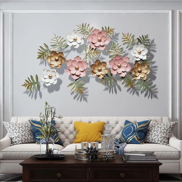 ARCADIA Flower Design Wall Art for Home Décor, Metal Wall Art for Living Room I Bedroom I Drawing Room I office Wall Decor Metal Art (43 X 25 Inch) 3
