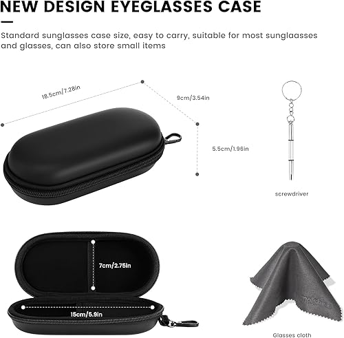 Miniatura 2 de Funda de piel sintética para lentes de sol, funda de gafas de sol portátil de carcasa dura EVA con hebilla de metal para gafas de sol, gafas