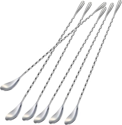 Miniatura 13 de BRIOUT 2 cucharas de bar, agitador de bebidas de mango largo de 12 pulgadas, cucharas de mezcla de cóctel de acero inoxidable con diseño de doble