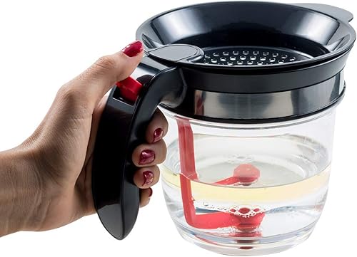 Miniatura 3 de JGS - Separador de salsa y grasa con liberación inferior, taza medidora de 4 tazas con colador
