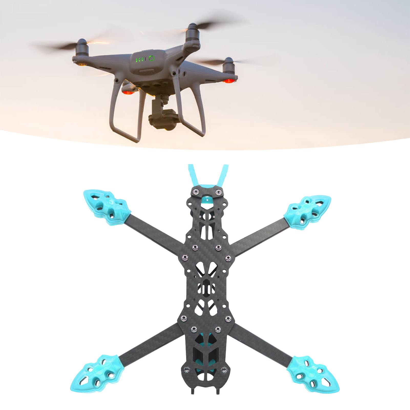 KENANLAN Quadcopter Rahmen Kit, FPV Racing Drohne Rahmen Professioneller 225mm Radstand Carbon Fiber Quadcopter Rahmen für RC Drone Zubehör (Blau)