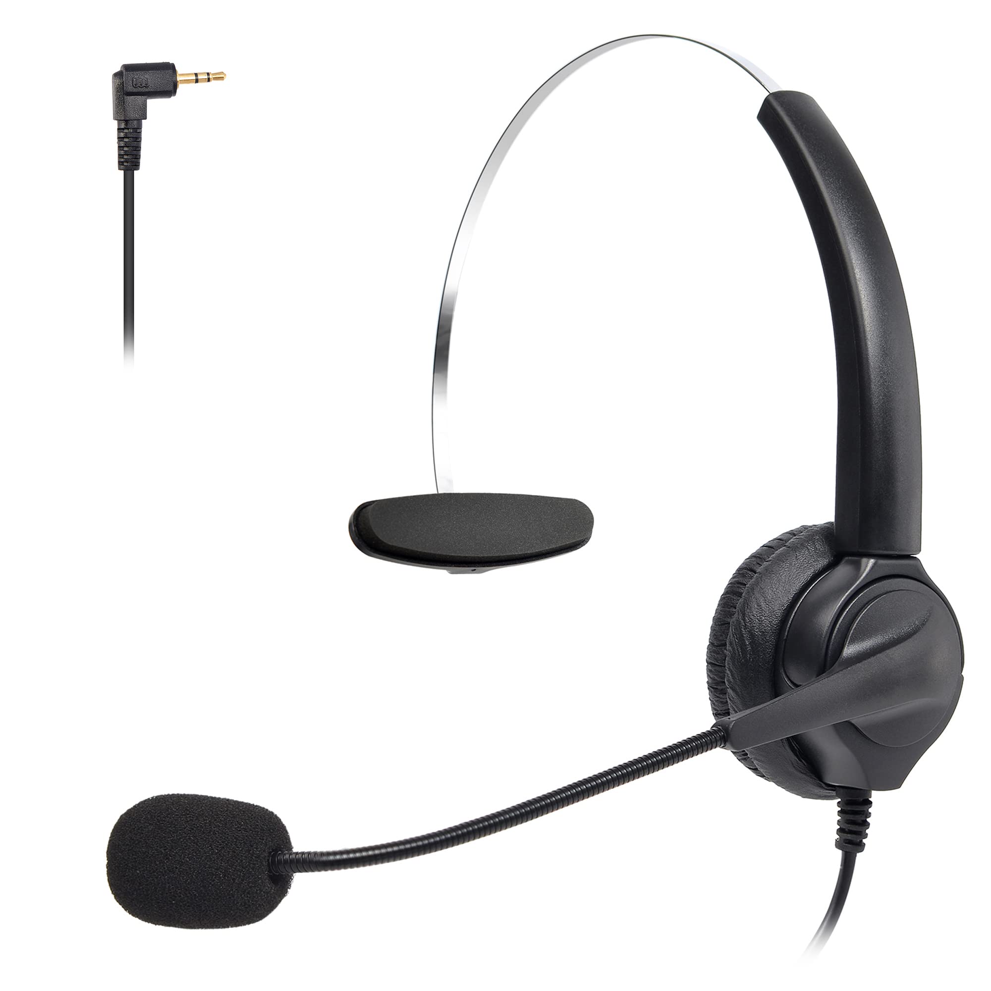 Phone Headset with Microphone Noise Cancelling, 2.5mm Cell Phone headsets Compatible with Panasonic Dect 6.0 Phones, Comfort-Fit Telephone Headset for AT&T Vtech Cordless Phones