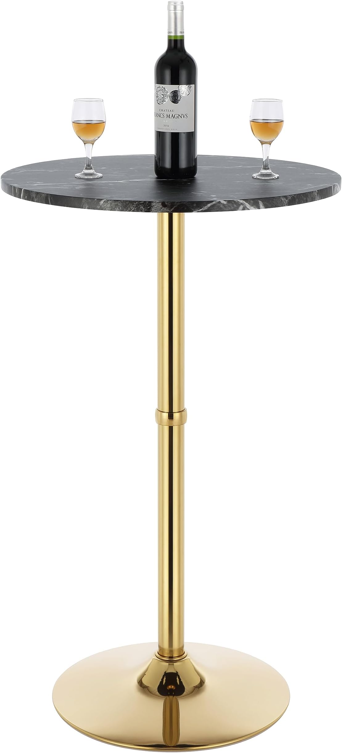 Finnhomy 24" Round Cocktail Bar Table with Metal Base, Tall Bistro Pub Table, Counter Bar Height Table for Kitchen, Dining Room, Living Room, Easy Assembly, Black&Gold