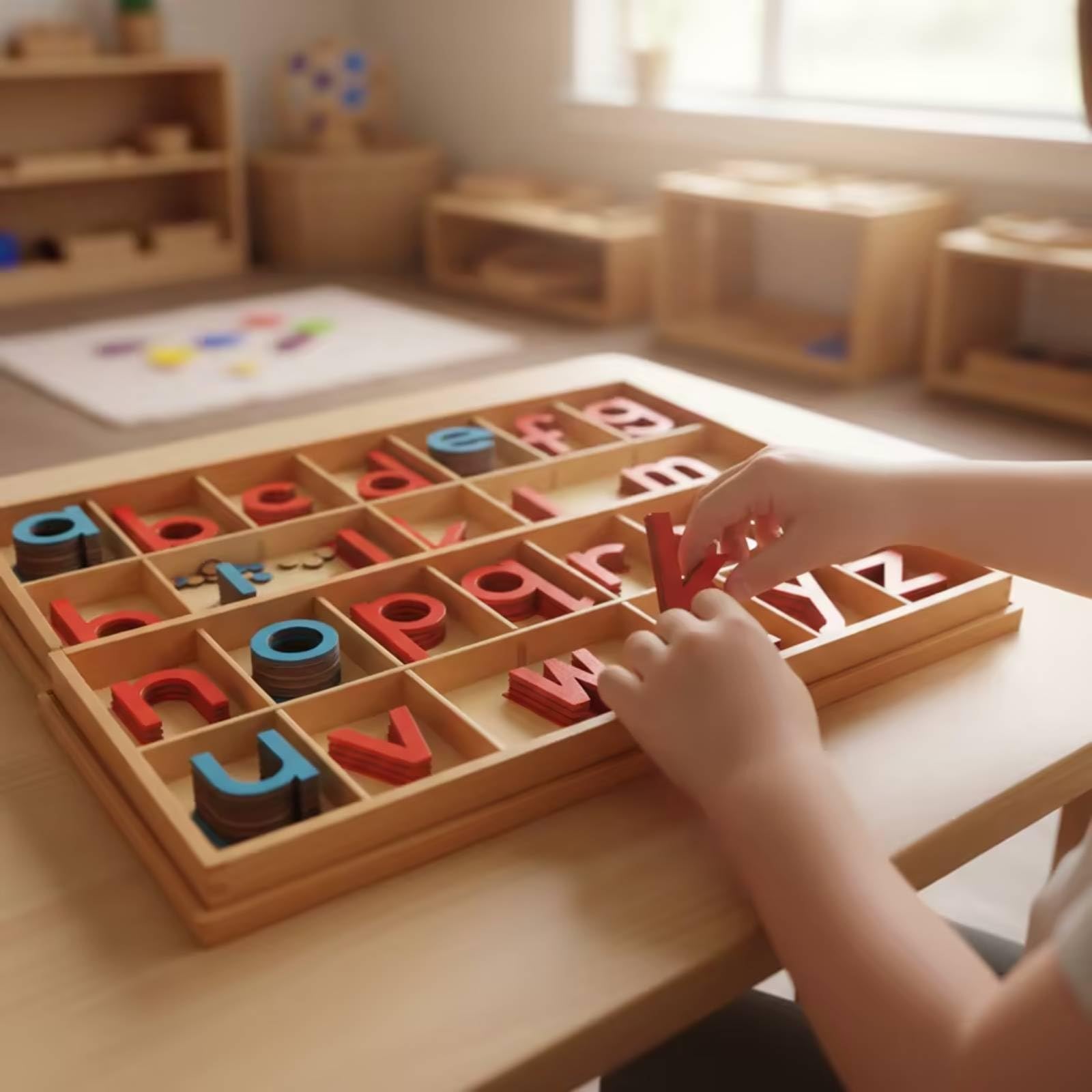 Scatola Della'alfabeto Metodo di Apprendimento Sensoriale Alfabeto Mobile Didattico Scatola Alfabetica per Maestre, Genitori, Home Schooling