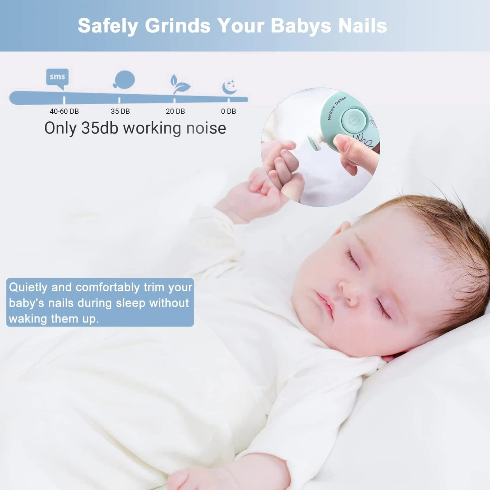 Lima elettrica per unghie,Tagliaunghie Neonato,Gratis 2 batterie,Lima per unghie elettrica per bambini 6 in 1 Lima per Unghie elettrica per Bambini con Testine Abrasive