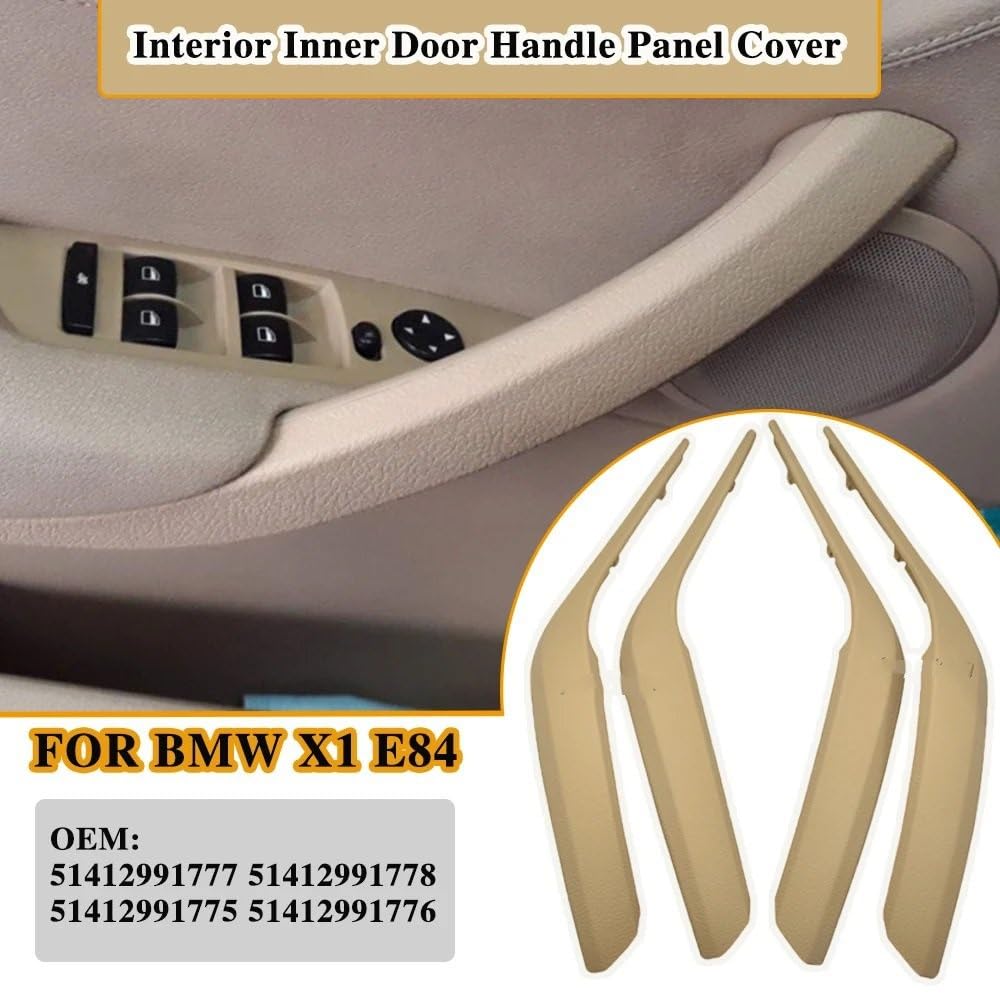 klamka zewnętrzna Zestaw klamek wewnętrznych do drzwi wewnętrznych, paneli podłokietnika, osłona naciągająca, pasuje do BMW X1 E84 2010-2016(Black 4PCS)