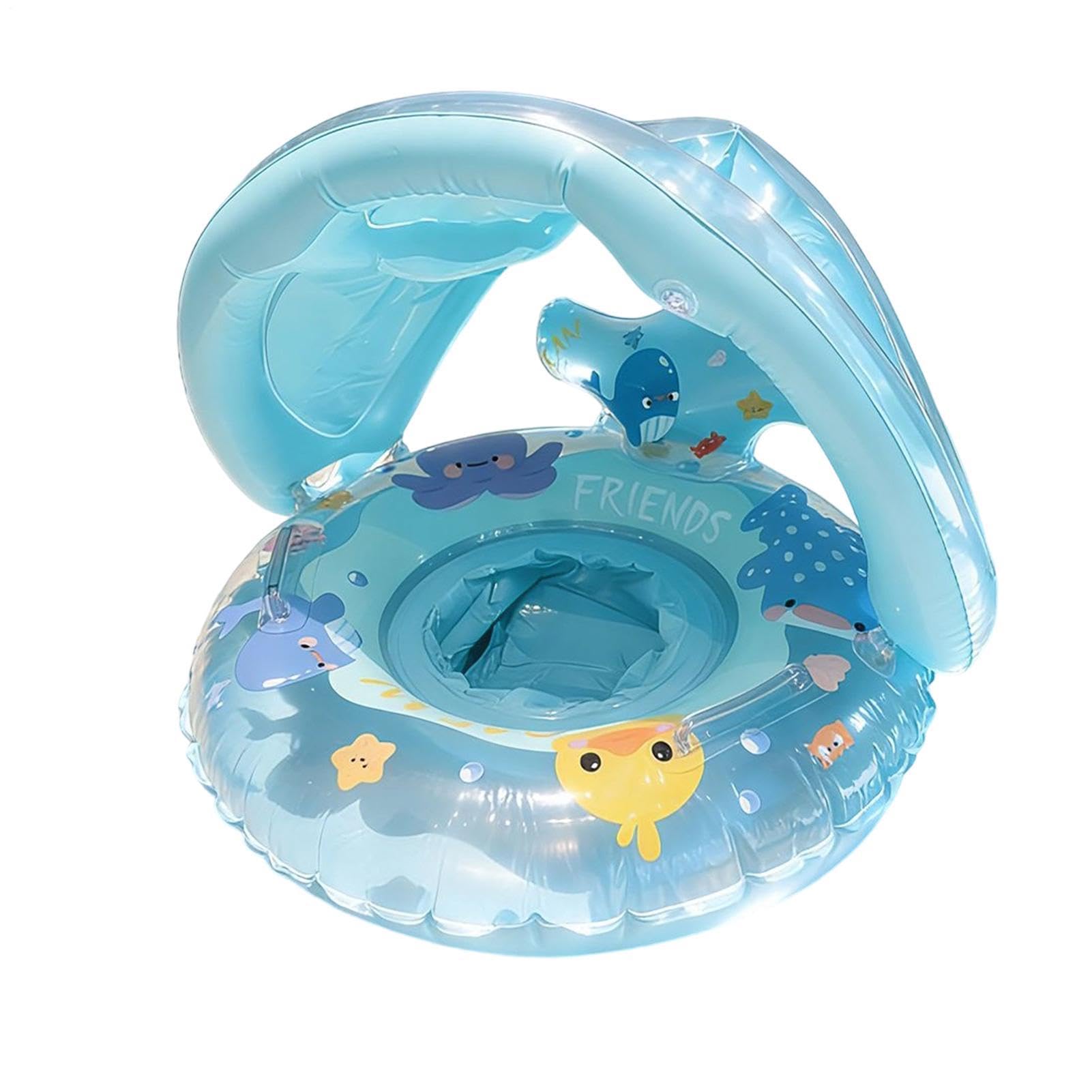 Galleggianti Gonfiabili Per Piscina, Uso Multiuso, Anello Da Nuoto Per Bambini Con Parasole - Galleggiante Per Protezione Solare Per Bambini, Sicuro E Stabile, Per Spiaggia Lago All'aperto Cortile Vac