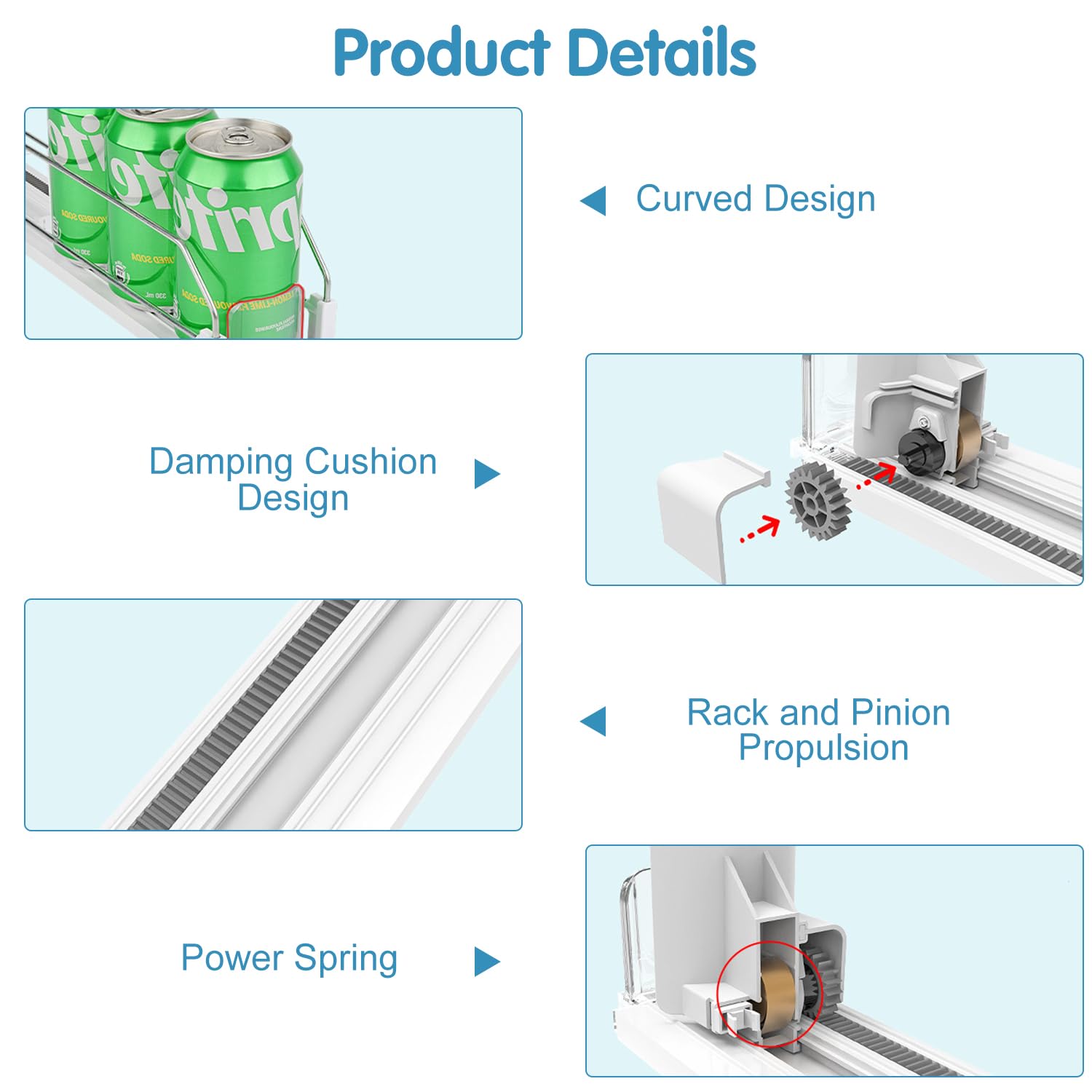 Organizador De Bebidas Para Frigorífico, Dispensador De Latas De Refresco De 18,9 X 15,0 X 3,1 Pulgadas Para Frigorífico, Dispensador De Bebidas Con Deslizador Automático (Blanco)
