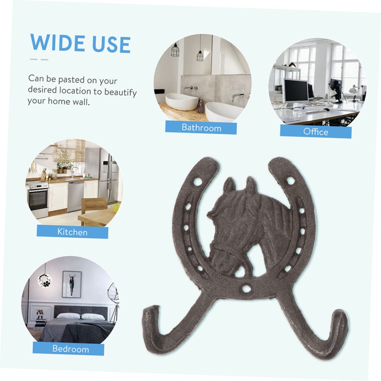 Garneck Set di 4 Ganci da Parete in Ferro Battuto Design a Ferro di Cavallo, Capacità di Carico Elevata per Appendere Chiavi e Abiti, per Decorazione Domestica Retrò