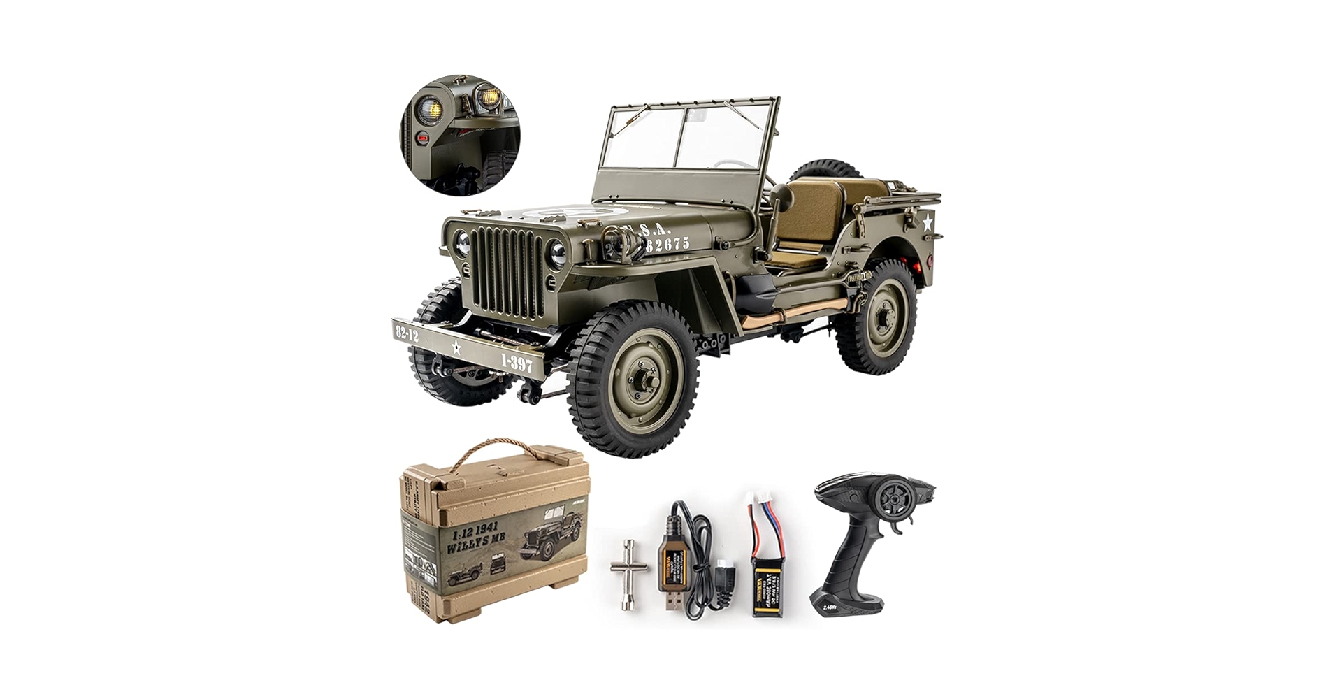 Rochobby 4×4 1941 ジープ 1/12 ラジコンカー レア Amazon.com: FMS Rochobby RC Car 112 1941 MB Scaler Willys