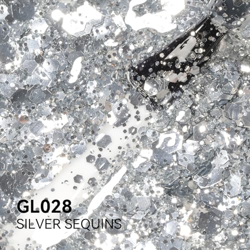 Esmalte de uñas en gel Silver Sequins 15ML MAYCHAO miniatura 2