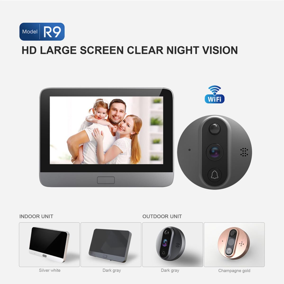 VOSAREA Sonnette Visuelle WiFi 720p avec Photo, Surveillance Maison, Métal