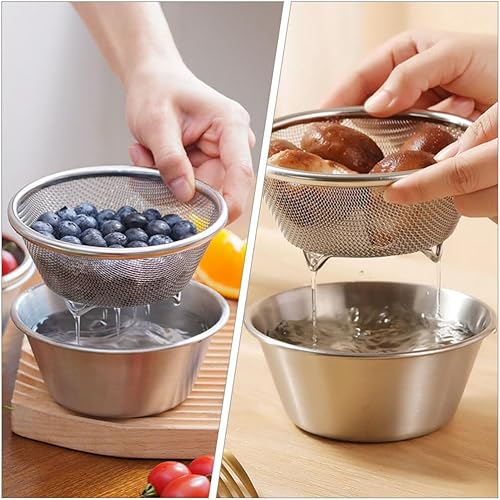 Miniatura 8 de HEMOTON Juego de cuenco escurridor de arroz para el hogar, colador de malla, versátil para lavado de frutas y verduras