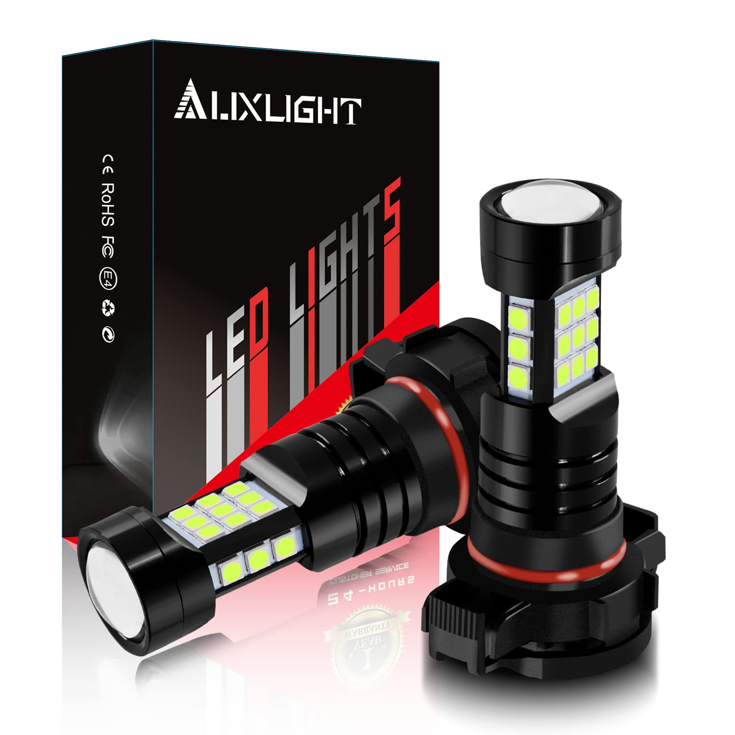 AUXLIGHT5202 LED Fog Light DRL Bulbs, 2400 Lumens Extremely Bright 5201 12085 9009 H16 (European) Bulbs Replacement for Cars, Trucks, Ice Blue