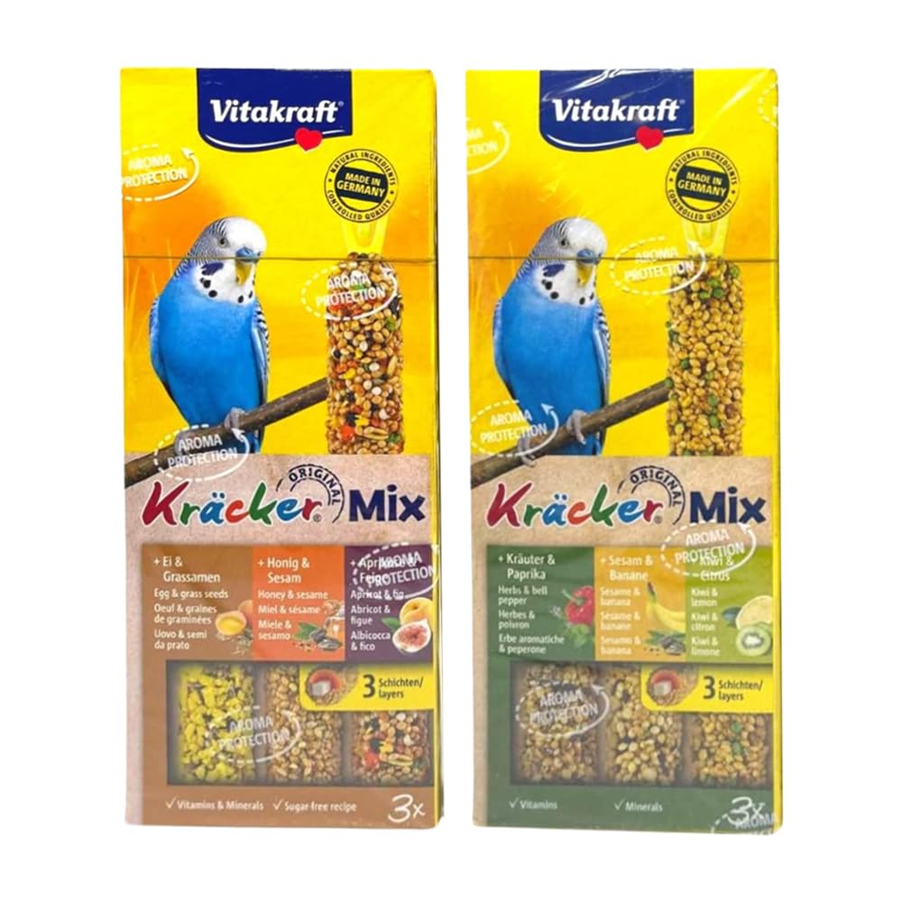AETN Creations Delicious 2 Pack of Cracker Treats for Budgies Vitakraft plus AETN Fridge Magnet Kracker Bird Food with Vitamins