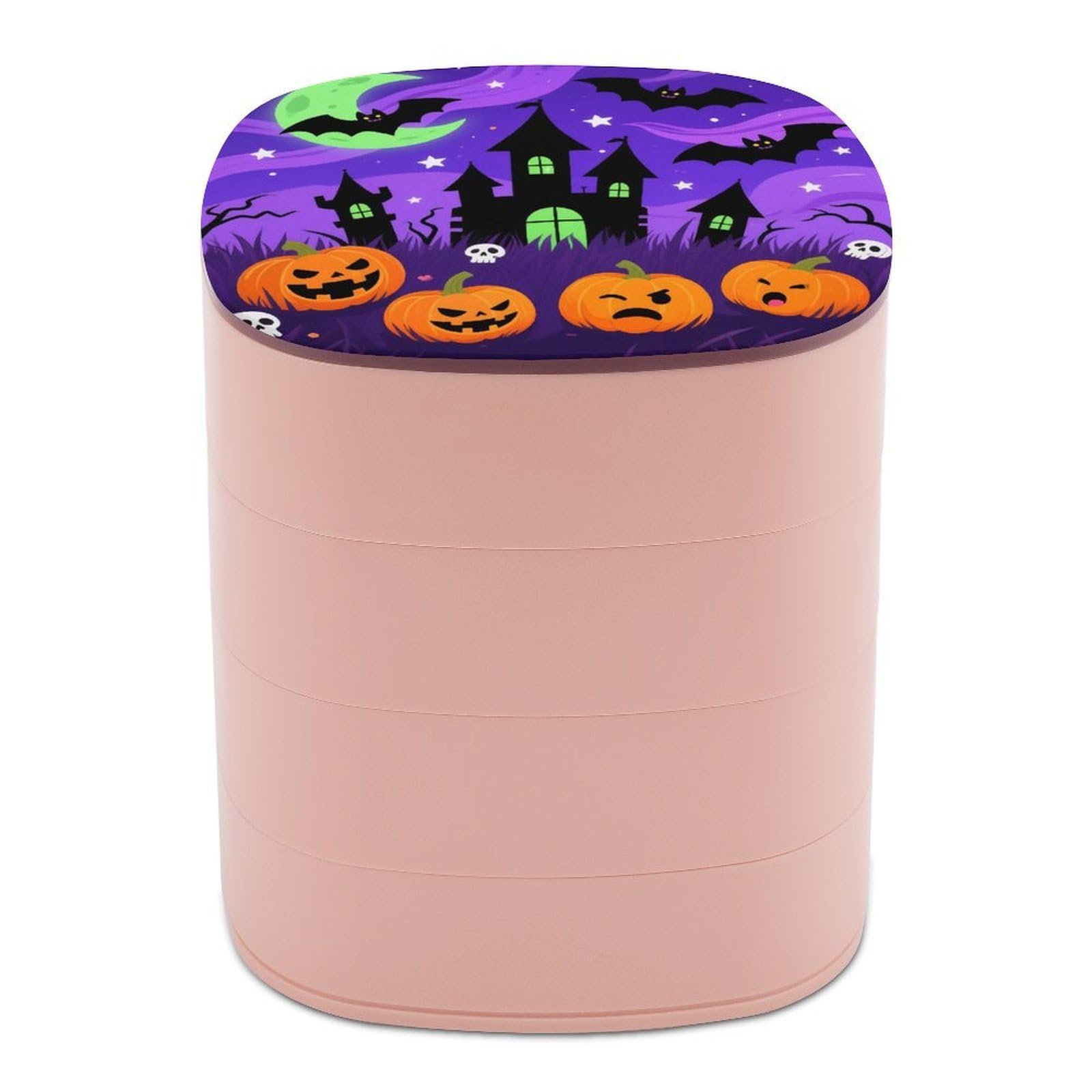 VstaDank Halloween Purple Night Jewelry Box with Mirror 4-Layer Rotating Jewelry Tray Case Portable Jewelry Case Trinket Boxes Trinket Cases Travel Jewelry Organizer Earrings Storage Box
