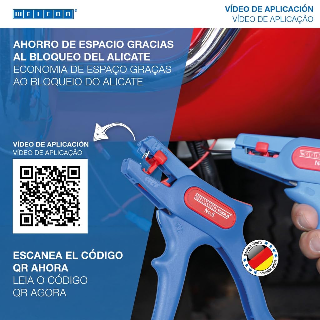 WEICON TOOLS Tenaza Pelacable No. 5 | Rango de trabajo 0,2 - 6 mm² | Automática