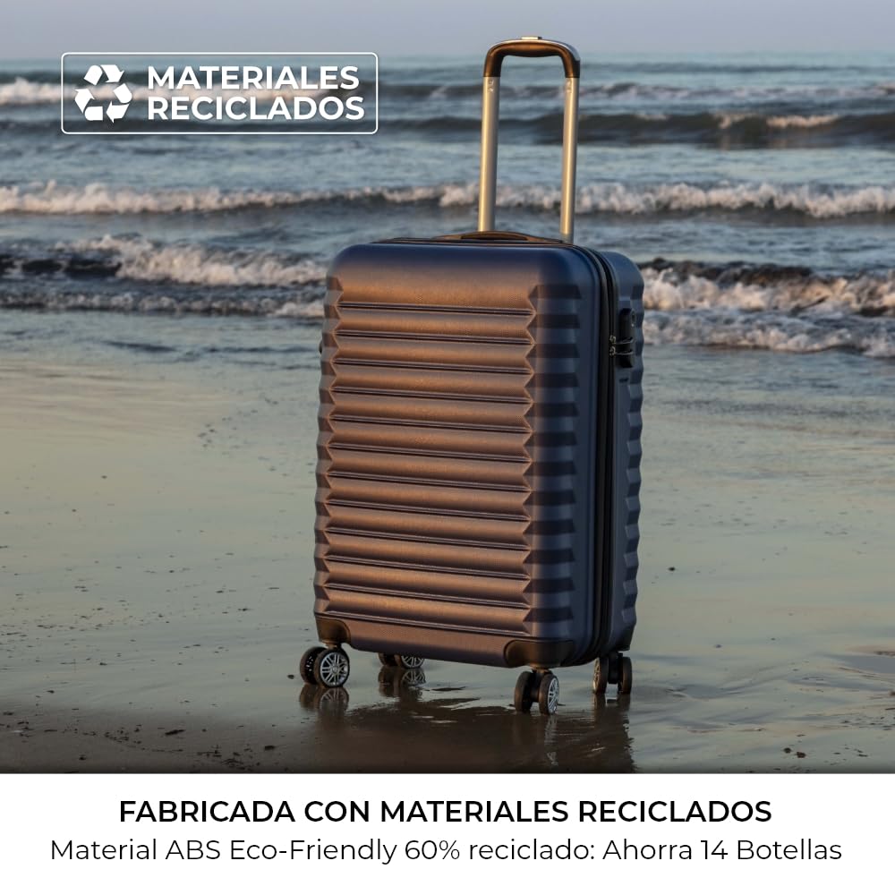 NUMADA - Maleta de Viaje Upfly ABS con Cierre de Combinación y 4 Ruedas Dobles 360. Maleta Rígida Resistente, Ligera con Interior Compartimentado