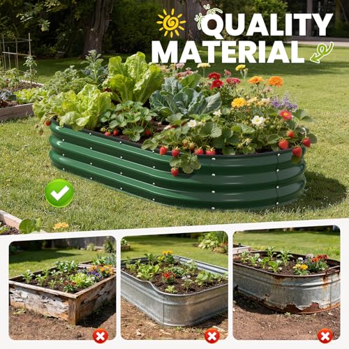 Image of Pattiumo Galvanized Raised Garden Bed 6x3x1 FT, Oval Metal Raised Garden Bed Outdoor Planter Box with Open Bottom, Rust-Resistant Steel Garden Bed for Vegetables Herbs Flowers, Easy Assembly