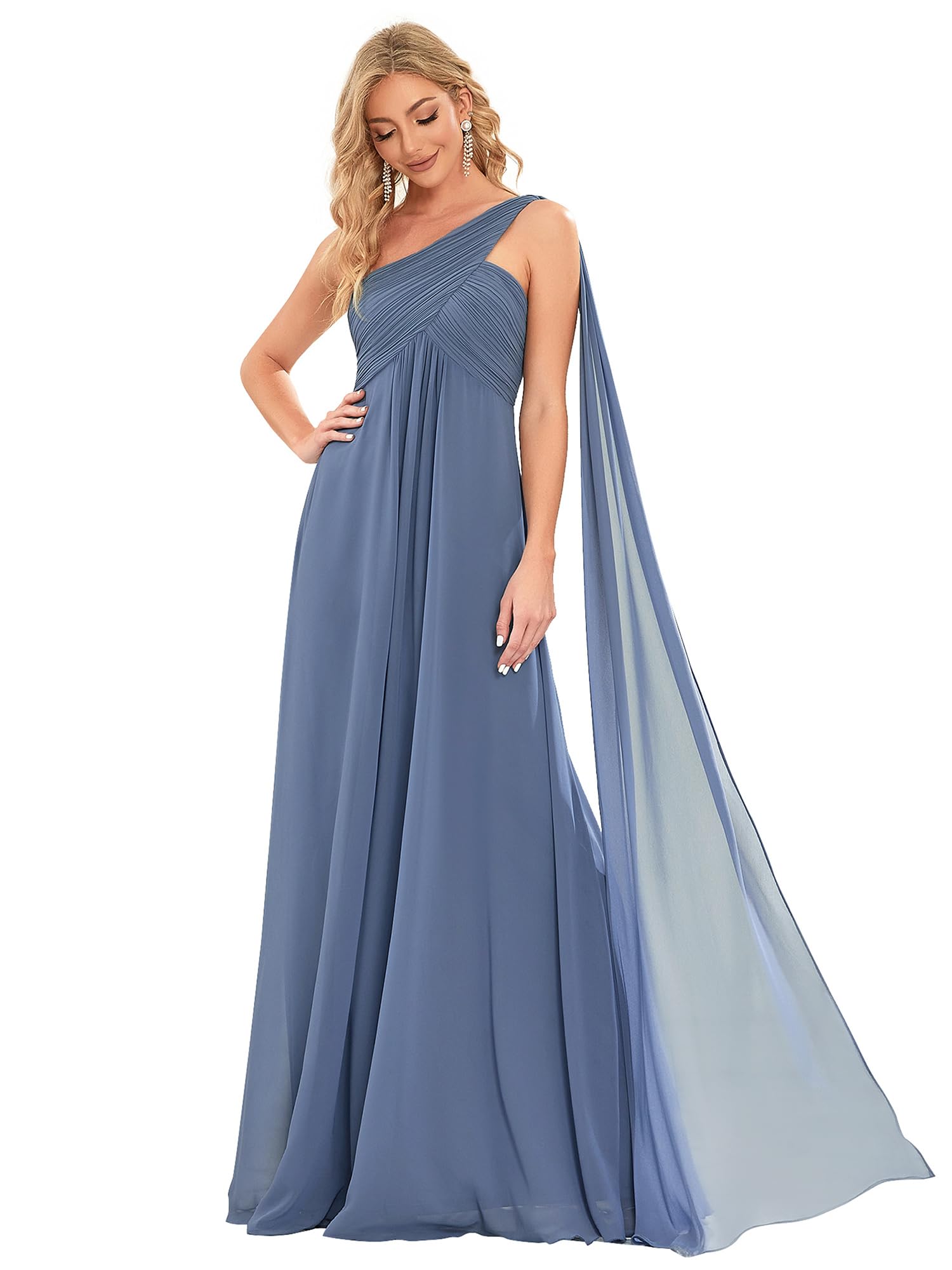 Ever-Pretty Women's Summer One-Shoulder Empire Waist Chiffon Pleated Maxi Formal Dress 09816