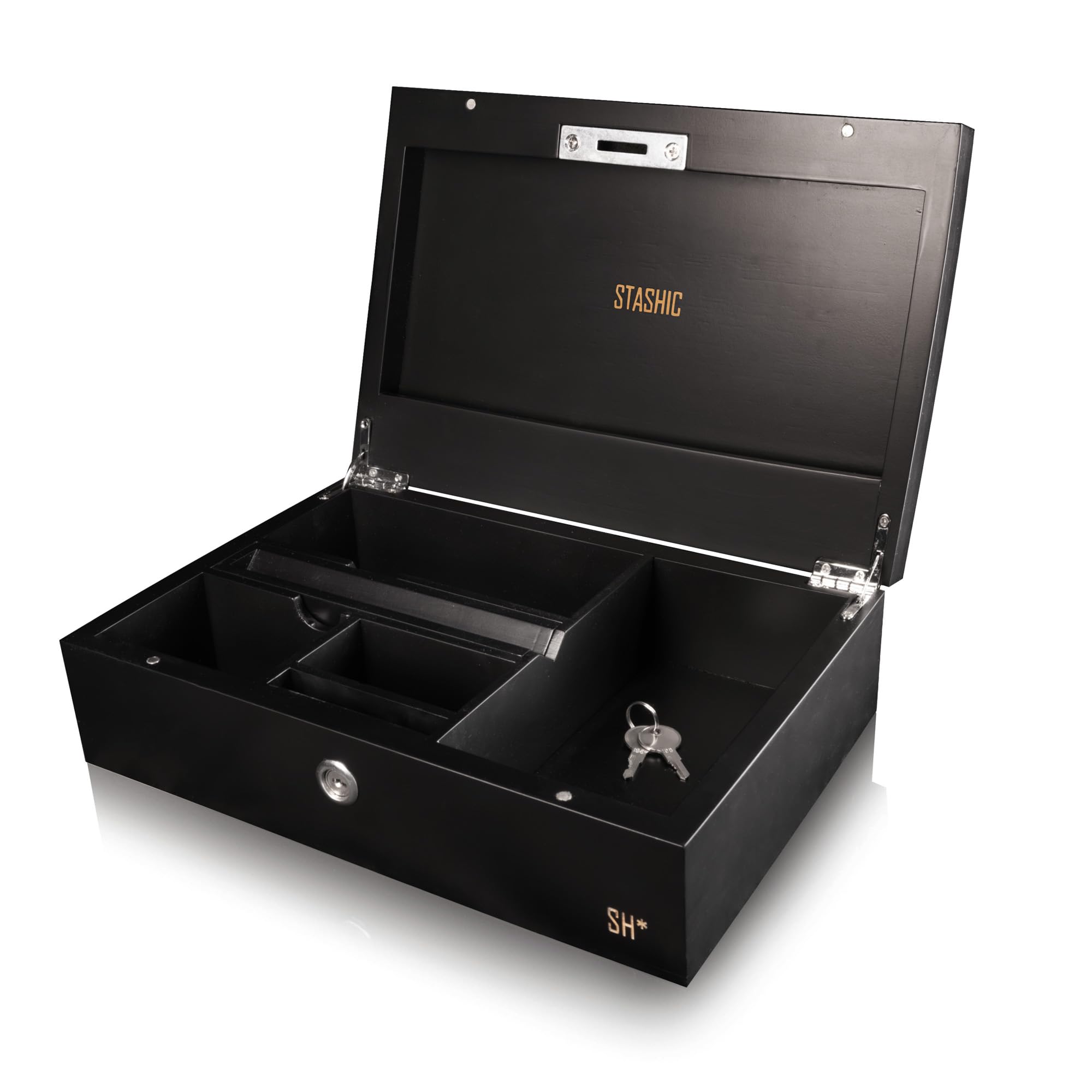 Stashic Black Stash Box - Rolling Box - Bamboo Box - Sh* (Lock, )