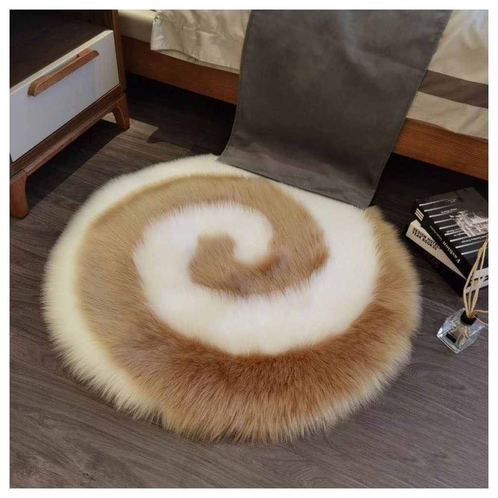 Nowoczesny Dywan Miękkie okrągłe dywaniki Puszysty kudłaty dywanik na dywan na podłogę w salonie Dywan do Salonu (Material : D, Size : 80cm)