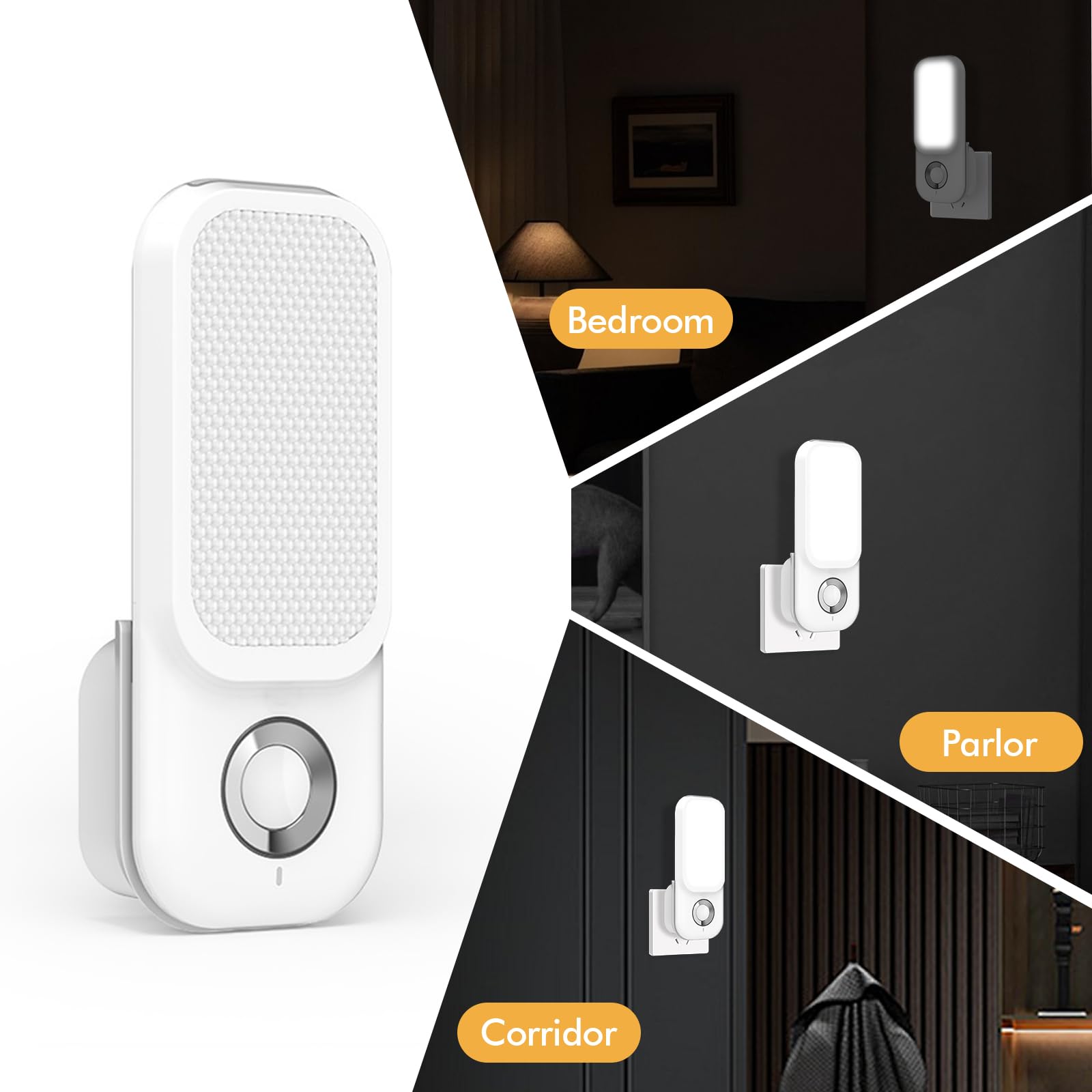 PORFOYO 2 pezzi luce notturna, presa notturna, presa di corrente, 4 in 1, torcia a induzione, luci notturne con sensore di movimento, luci a LED, luce di emergenza per interni ed esterni