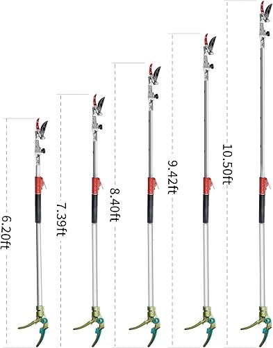 Miniatura 10 de GARTOL Podadora para jardín, corta hasta 1 pulgada y sujeta la podadora telescópica de poste, recolector de frutas con cabezal de hoja giratoria,