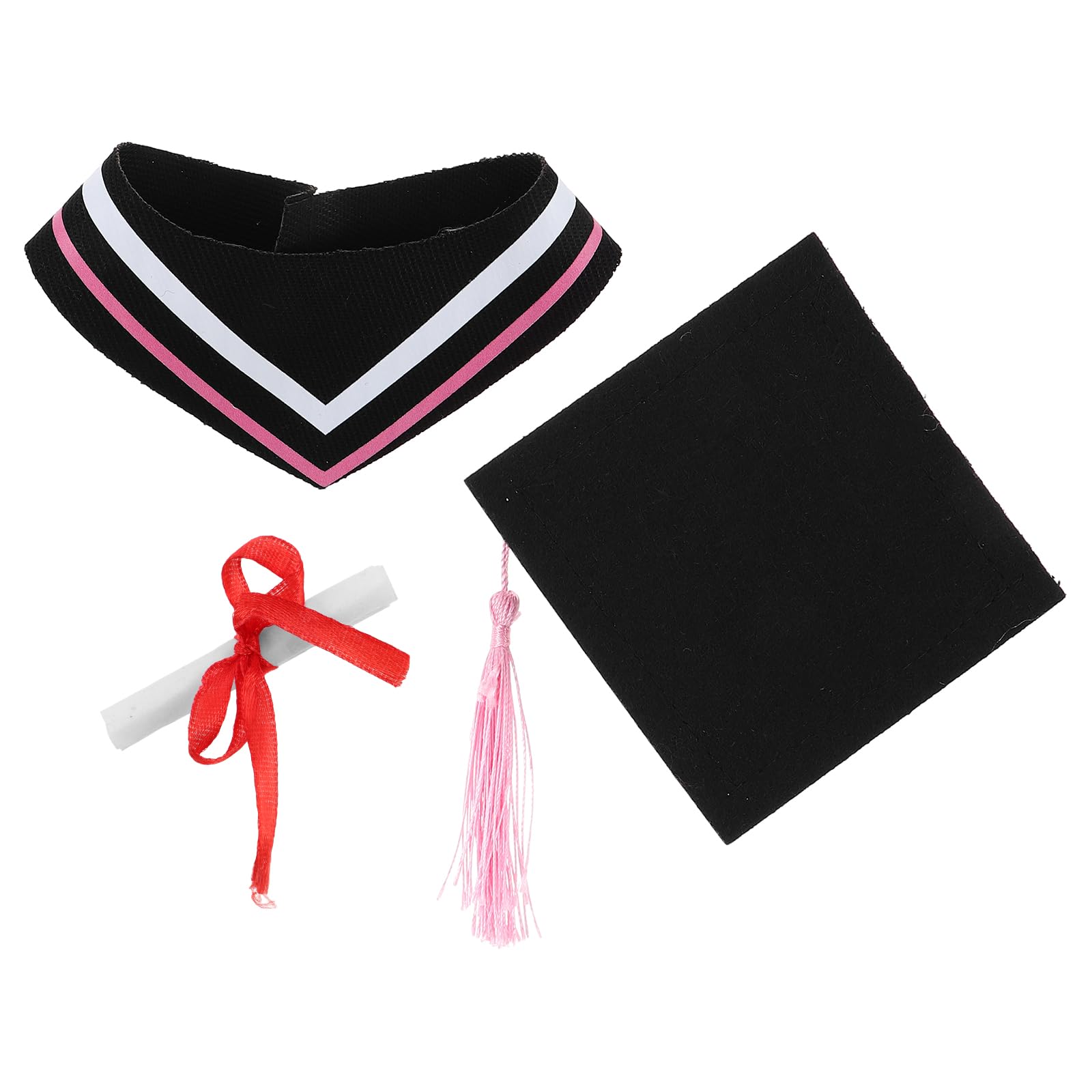 LOGOFUN Stuffed Animal Graduation Outfit Plush Bear Clothes Fits Grad Doll Costume with Cap Scarf Scroll for Celebration Party Favors - Pink