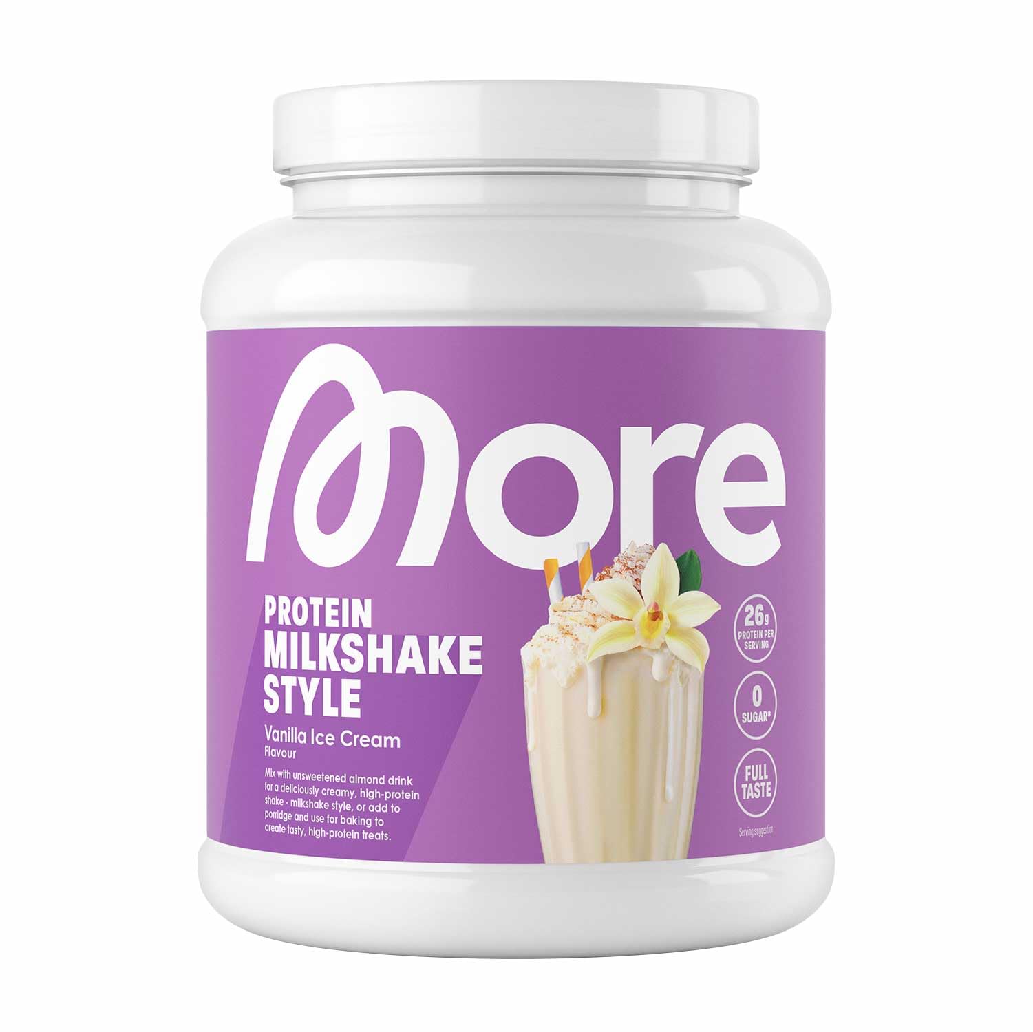 MORE Protein, Vanille-Eiscreme, 600 g, Mix aus Whey Konzentrat und Casein ideal zum Muskelaufbau und -erhalt, mit Laktase - made in Germany - 1