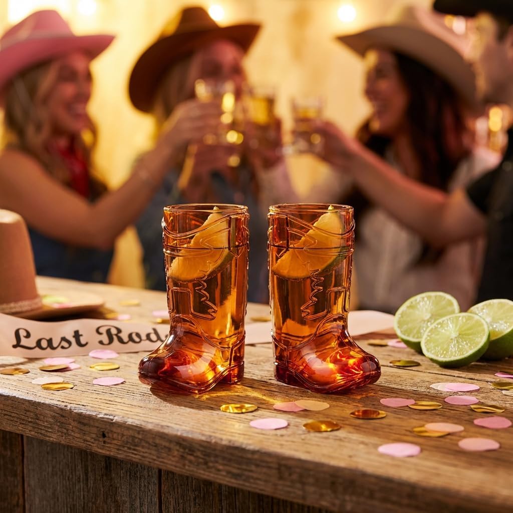 12 Pcs 1 oz Brown Cowboy Boot Shot Glasses, Mini Plastic Party Cups