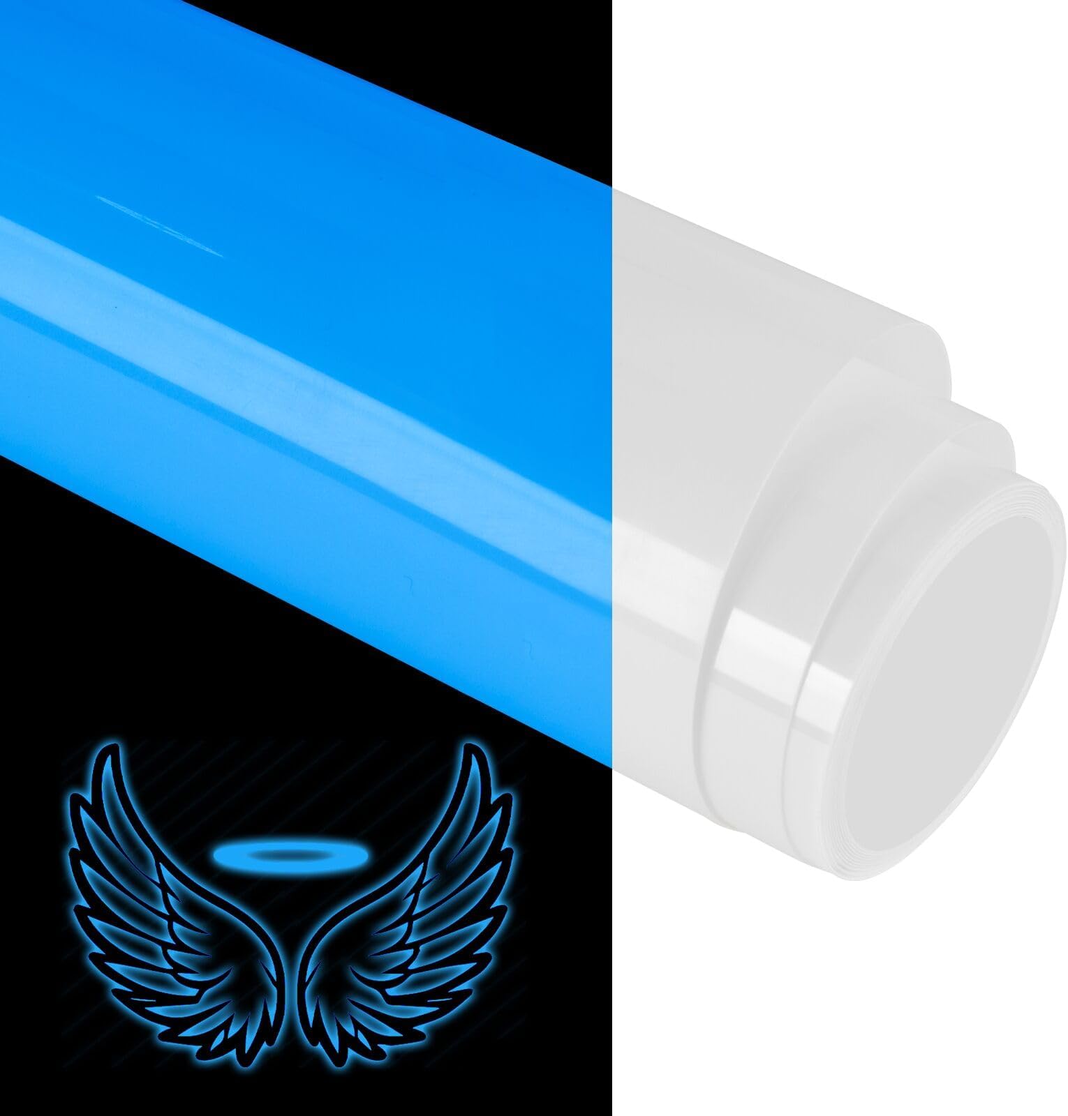 Glow in The Dark 3D Puff Vinyl Heat Transfer - Luminous Fluorescent Color HTV Puff Vinyl 12"x6' Puff Heat Transfer Vinyl for T Shirts by TransWonder (White to Blue)