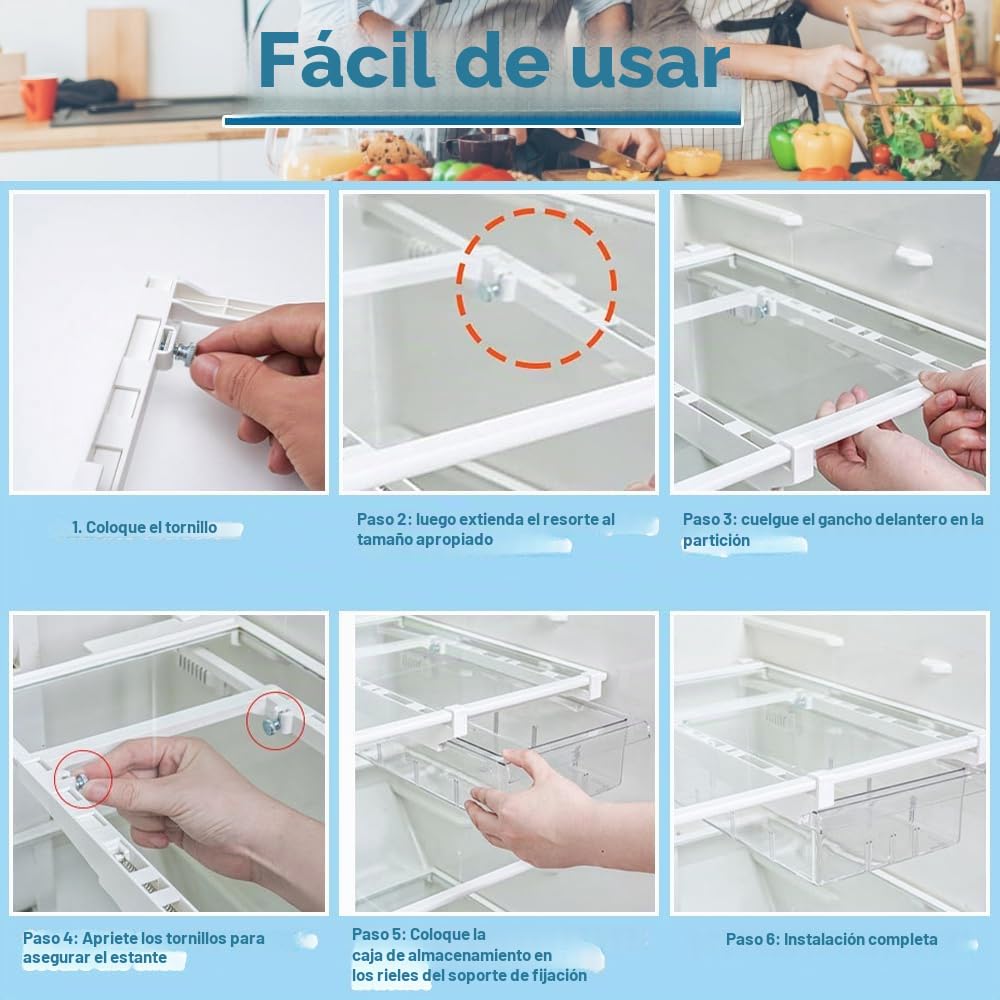 CAREDGO Organizador Cajon Frigorifico Transparente con Cajas Almacenaje Nevera Apilables, Ahorra Espacio