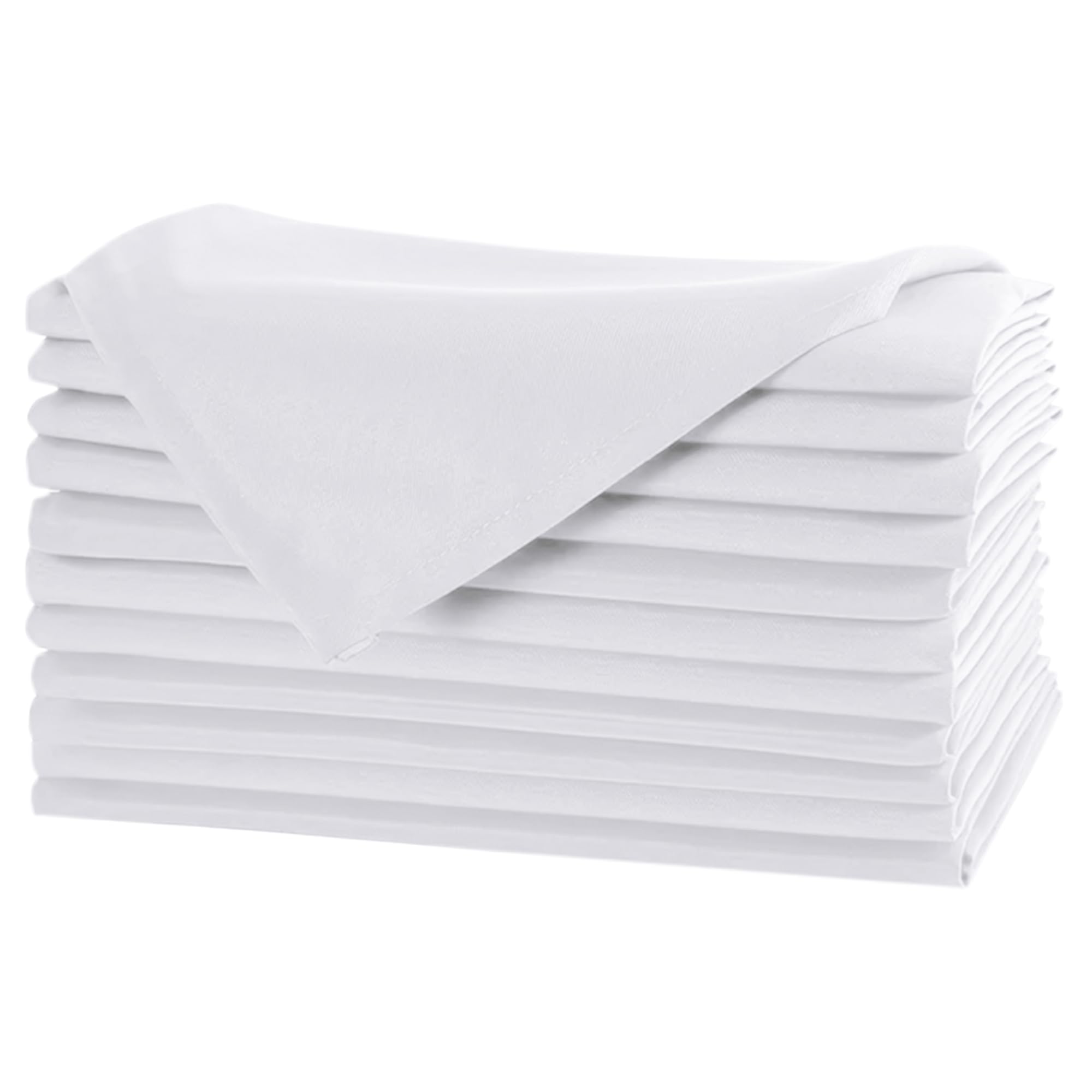 WedDecor Cotton Polyester Napkins 20 Inch Dinning Napkin for Wedding, Banquet, Home, Hotel, Party, Events, Christmas, Hemmed Edges Lightweight & Machine Washable, 12pcs, White (Spun Poly 220gsm)