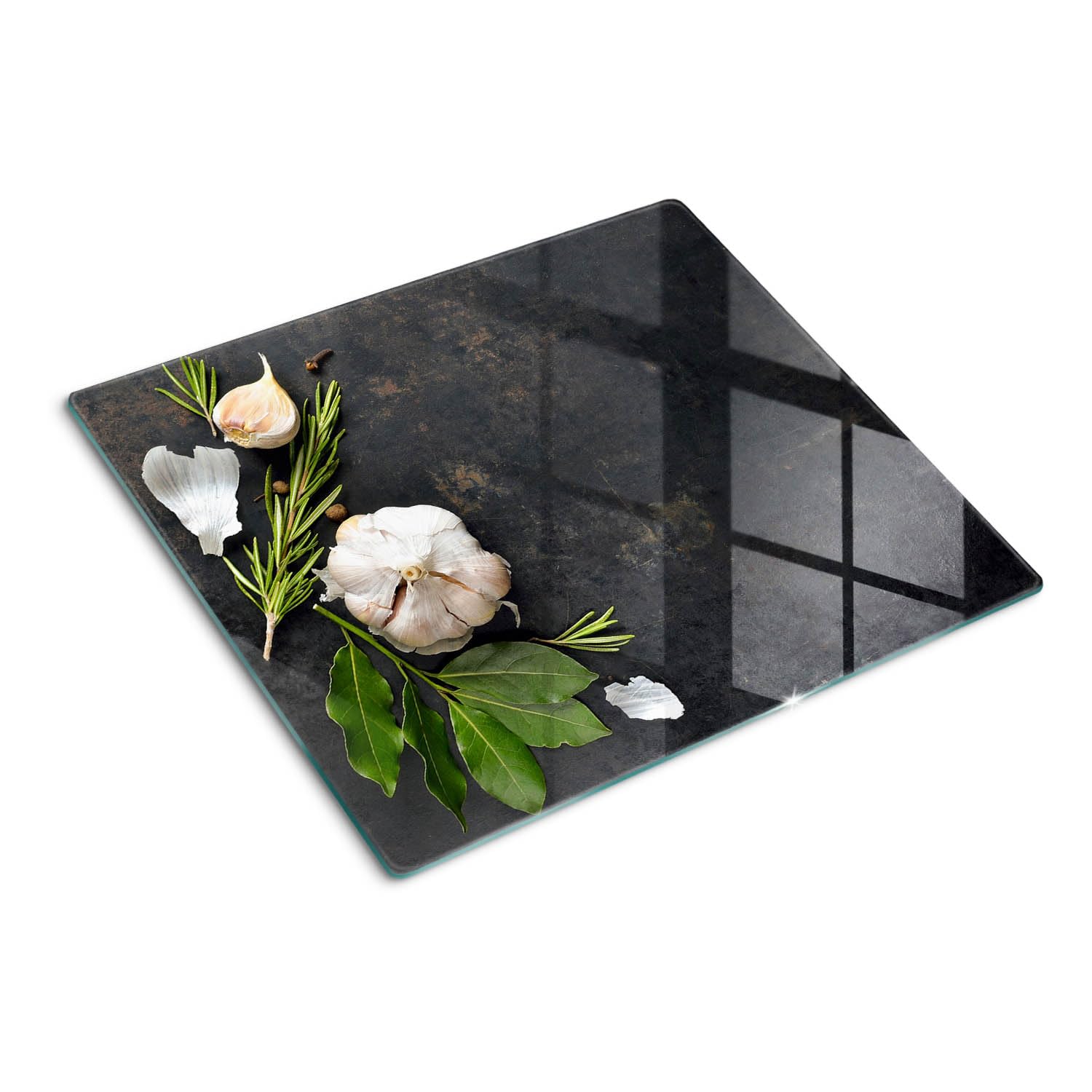 Planche à découper en verre à bords polis 60x52 cm avec impression symétrique résistante au chaud
