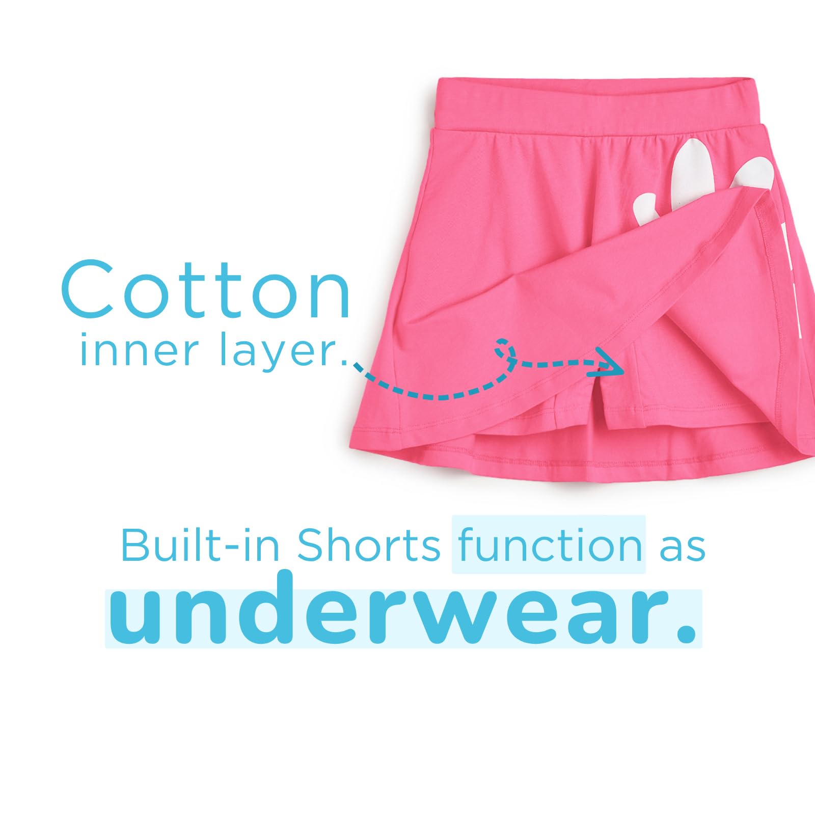 YouGotPlanB Cotton Skater Skirt for Girls | Pack of 1 | Ages 3-16 Years | Attached Inner Shorts | Perfect for Sports & Play
