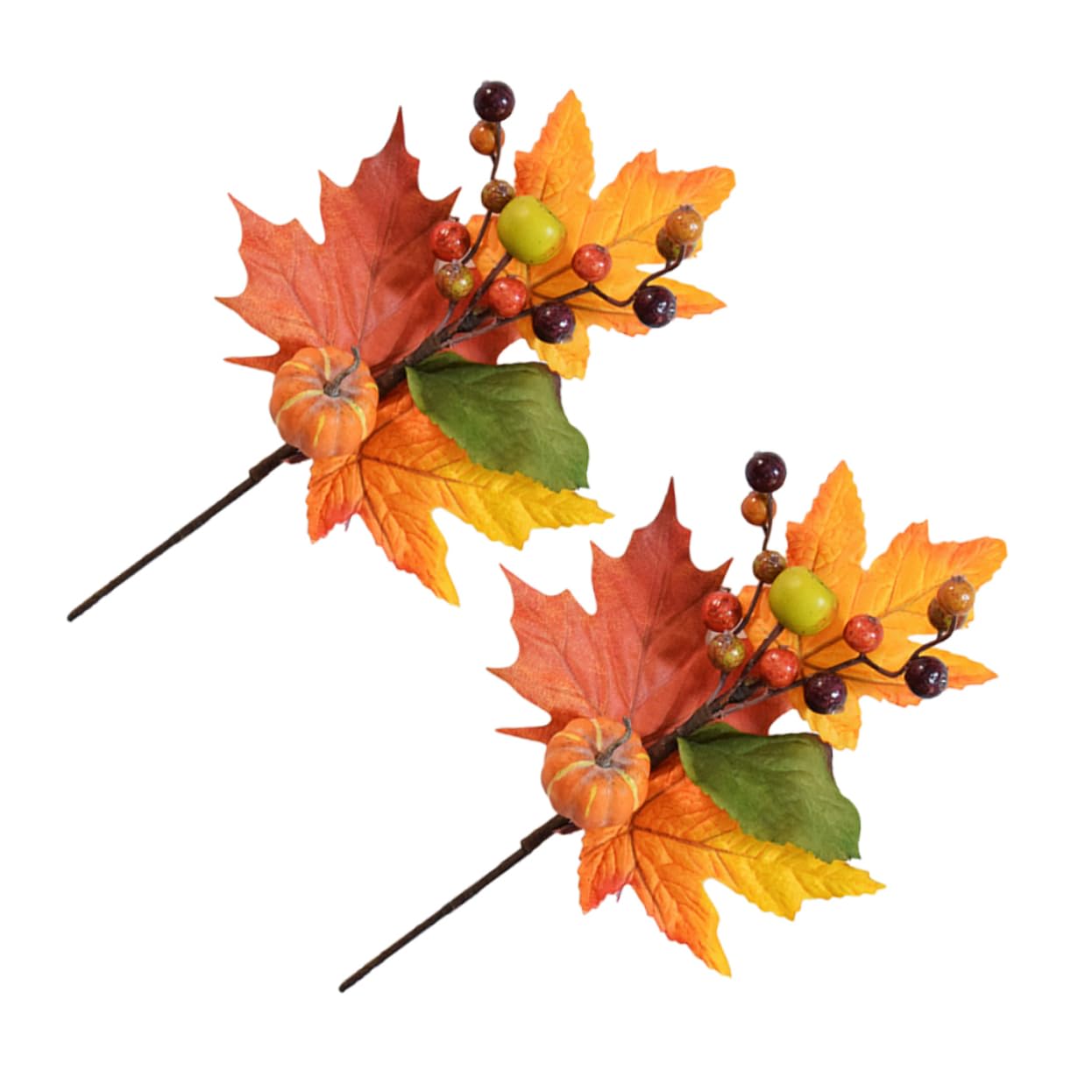 Alipis 8stücke Künstliche Herbstblätter Mit Kürbis Und Beeren Dekoration Für Erntedankfest Und Halloween Für Tischarrangements Und -Bouquets Herbstliche Atmosphäre Für Zuhause