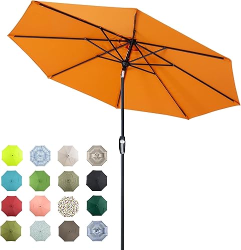 Miniatura 20 de Tempera 9 FT Patio Market Outdoor Table Umbrella with Auto Tilt and Crank, Large Sun Umbrella with Sturdy Pole & Fade Resistant Canopy, Easy to Set