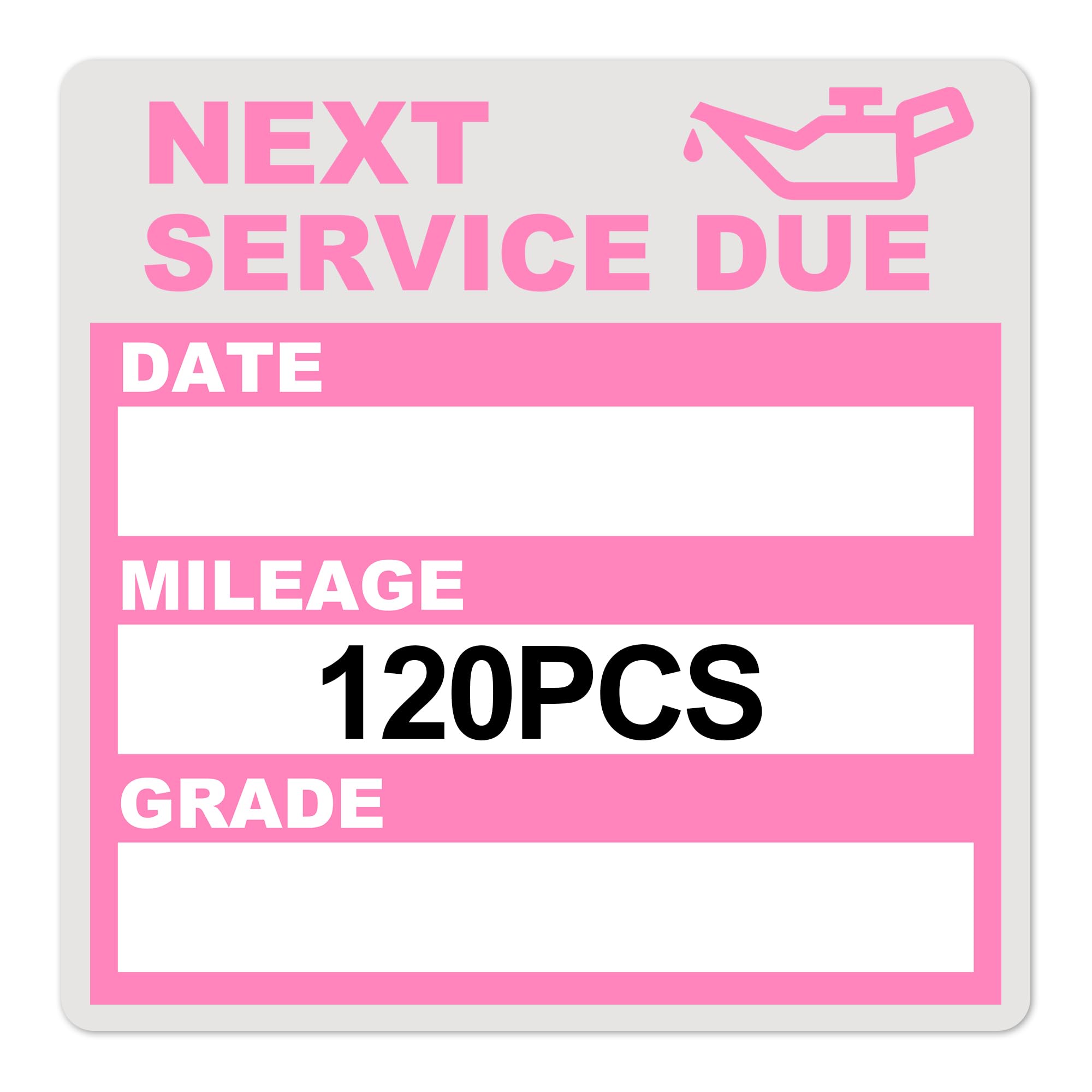 for Oil Change Sticker Static Cling, Clear Stickers 120 Pcs 2”x 2” Next Service Due Sticker for Windshield, Easy to Peel with No Residue for Car Auto Vehicle Window (Pink2)