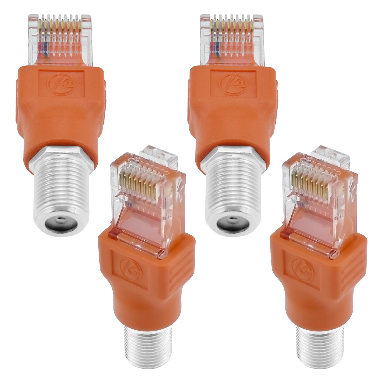 4 x F-Buchse auf RJ45-Stecker, Koaxial-Konverter, Ethernet-Adapter