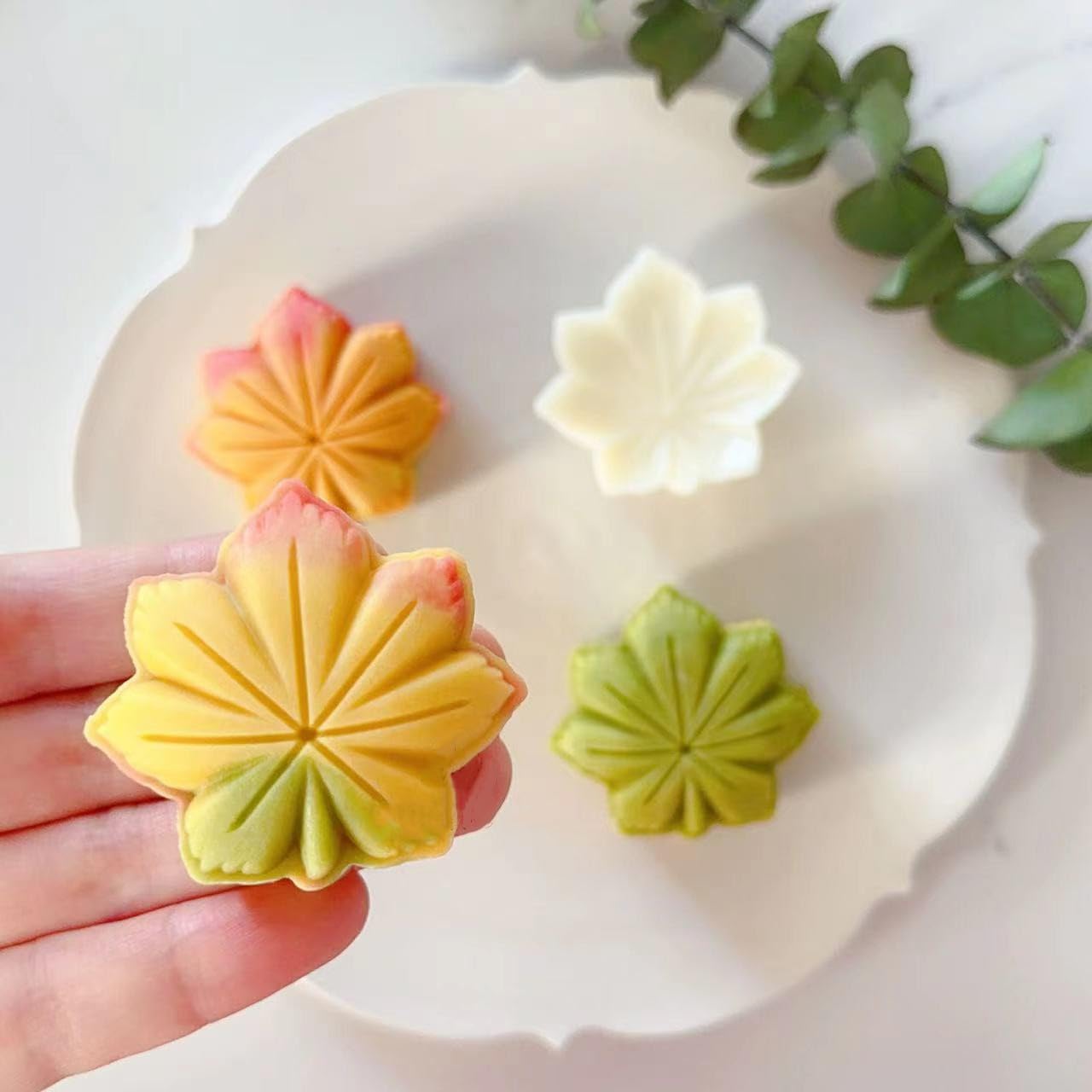 Mooncake Mold 50g- Cookie Stamps Plastic Hand Press Maple Leaf Shape Kitchen Gadgets DIY Baking Pastry Tool (Maple Leaf)