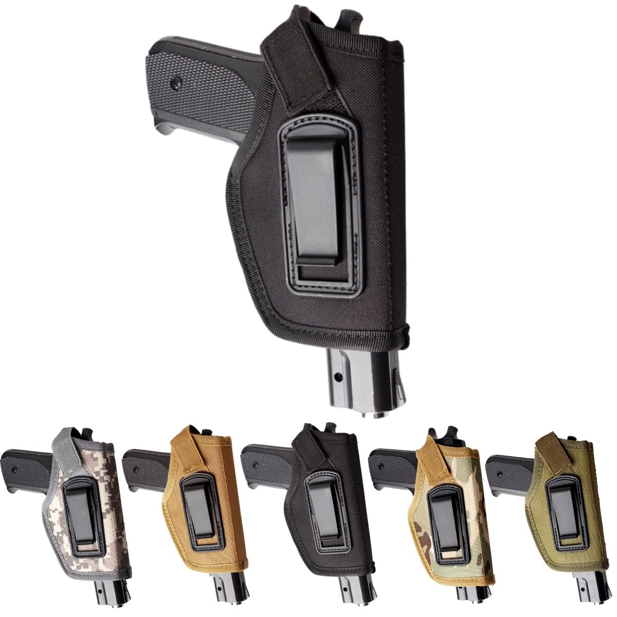 Peminkoo Fondina Tattica Universale per Pistola Fondine per Trasporto Nascosto Clip in Metallo per Cintura Fondina IWB OWB Borsa per Pistola Airsoft per G1OCK 17 19 22 23 32 33 Ruger