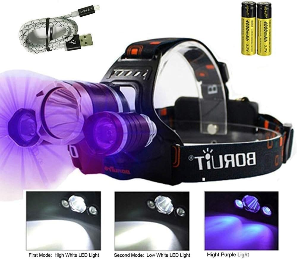 BArobo Lampada Frontale, Faro a LED T6 da 5000 lm 18650 Lampada da Lanterna ad Alta Potenza Lampada da Testa Torcia da Pesca Lampada Frontale Ricaricabile