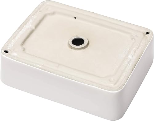 Miniatura 53 de Fregadero de baño de porcelana de cerámica rectangular de 24 x 14 pulgadas sobre mostrador, lavabo de arte blanco y negro Blanco